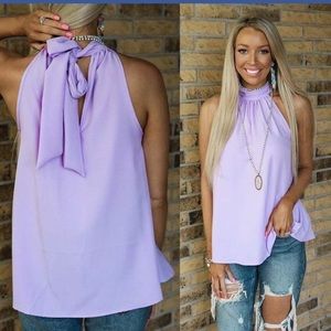 Lilac High Neck Halter Tank - Lace Cactus
